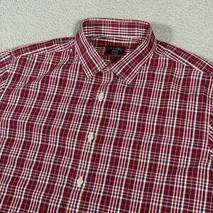 Untuckit Shirt Mens Medium Maroon Plaid Button Up Chevalier Wrinkle Free Casual